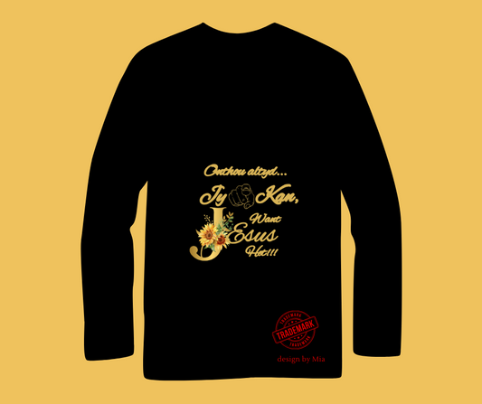 Custom-made Long sleeve t-shirt  (Jy kan, want Jesus het)-1